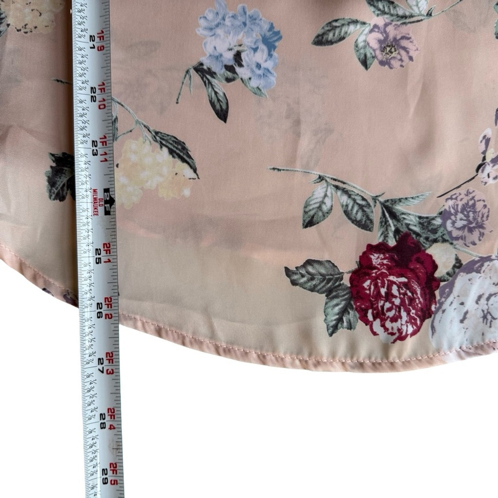 Jella C. Pastel Pink Cream Floral Blouse Size M Cottagecore Romantic Feminine - Picture 6 of 10